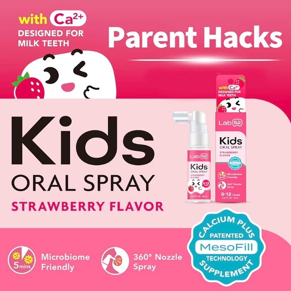 2x LAB52 Kids Oral Spray Strawberry Fluoride Free Toddler Dental Care EXP: 6/28 - Picture 3 of 10